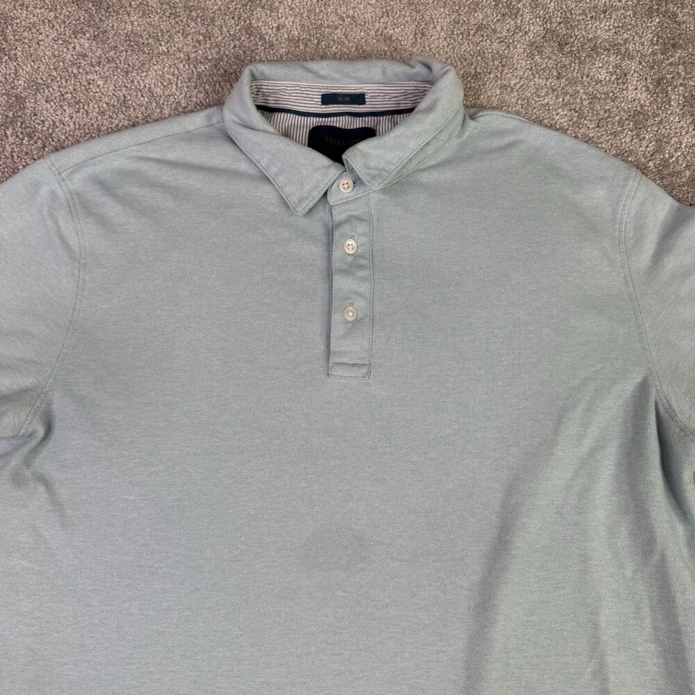 Fairlane Shirt Mens Large Blue Slim  Performance Pique Polo Preppy Casual